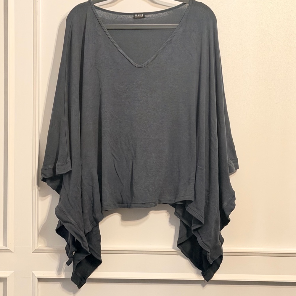 DAUB slate blue Oversized Draped V-Neck Top